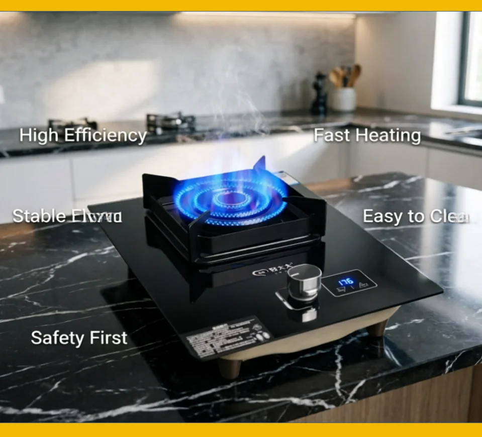Single Burner Gas Stove for Kitchen Desktop Powerful Embedded Liquefied Gas Cooker Efficient Household Cooking Appliance LYH