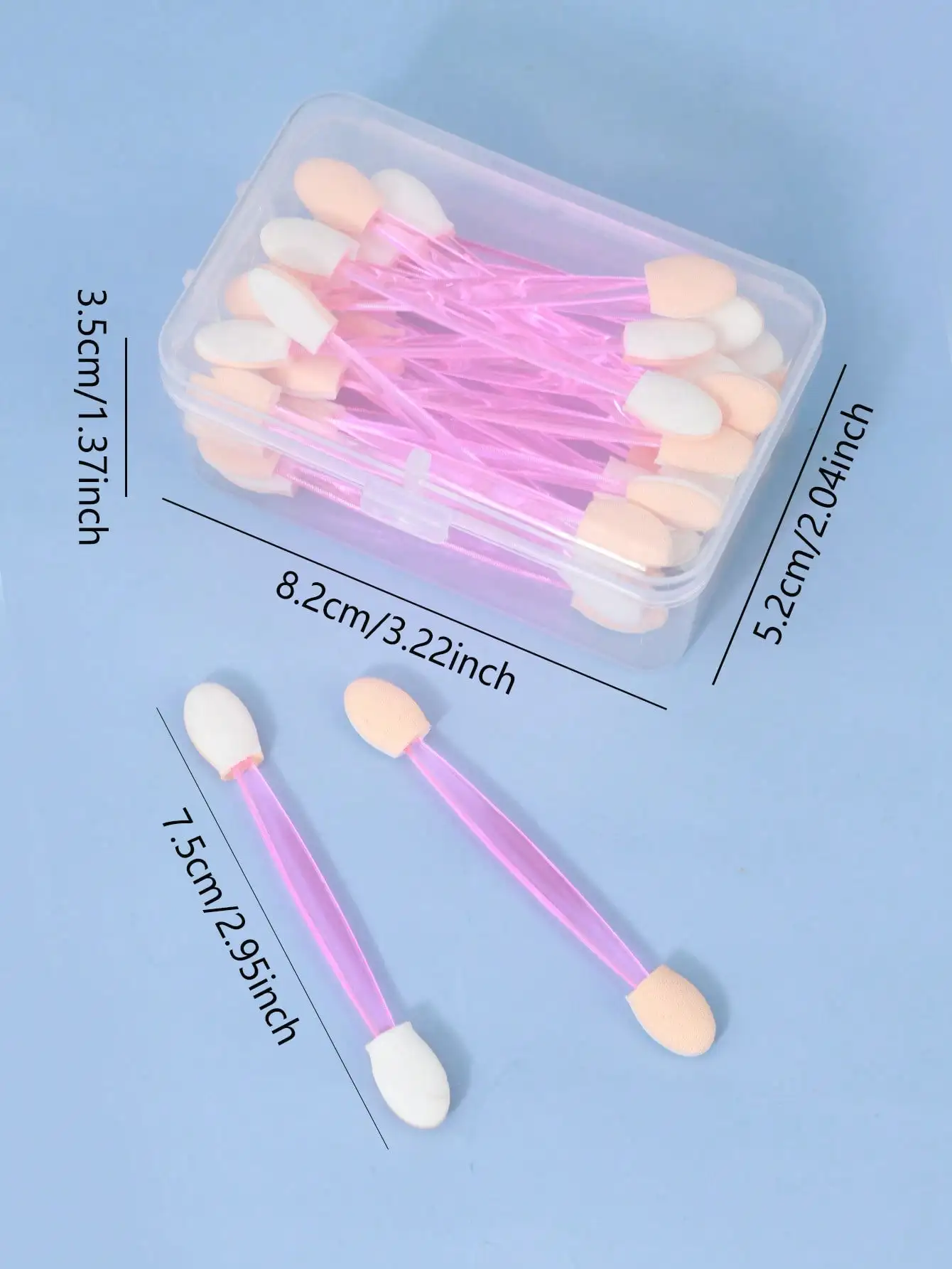 30 Pcs Disposable Dual‑ended Sponge Eyeshadow Applicator Wand Portable Foam Eye Shadow Makeup Sponge Stick With Storage Box
