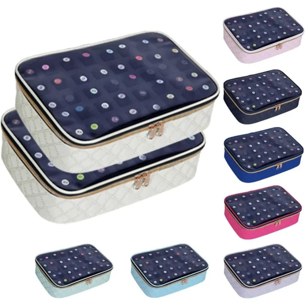 

Компактный органайзер для лаков для ногтей (2 шт.) на 80 флаконов, дорожная косметичка, прозрачный бежевый цвет