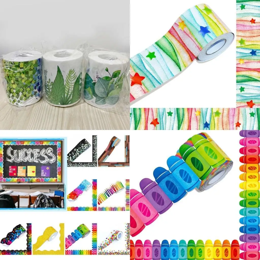 

Y5LB Bulletin Border Colorful Border Decors Bulletin Paper Border for Bulletin Board
