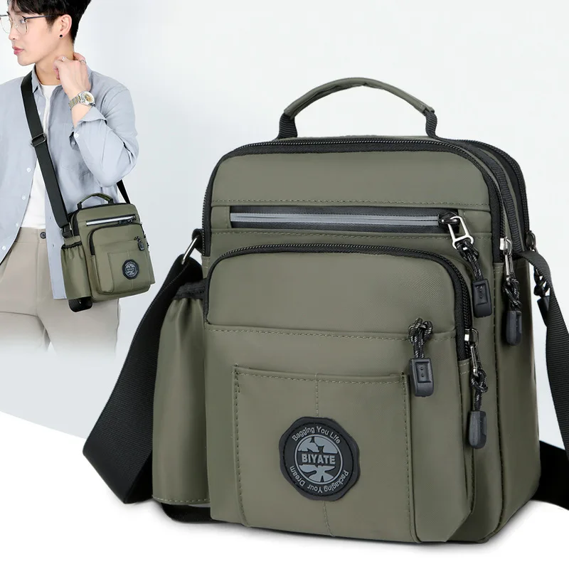 

Мужская водонепроницаемая износостойкая сумка на плечо из ткани Оксфорд, портативная сумка через плечо для хранения плоских бутылок с водой большой вместимости