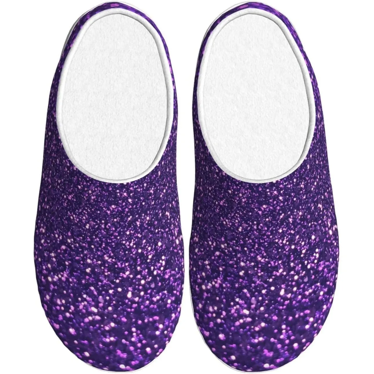 

Glitter Purple Women’s Cozy Slippers Soft Cotton Indoor & Outdoor House Slippers With Anti-Slip Sole, Warm Lightweight Comfort