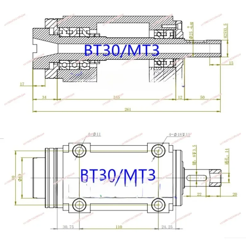 1.5KW 2HP BT30 3000~8000rpm Power Head Power Unit Machine Tool Spindle Head For Boring Milling And Tapping Cutting Equipment