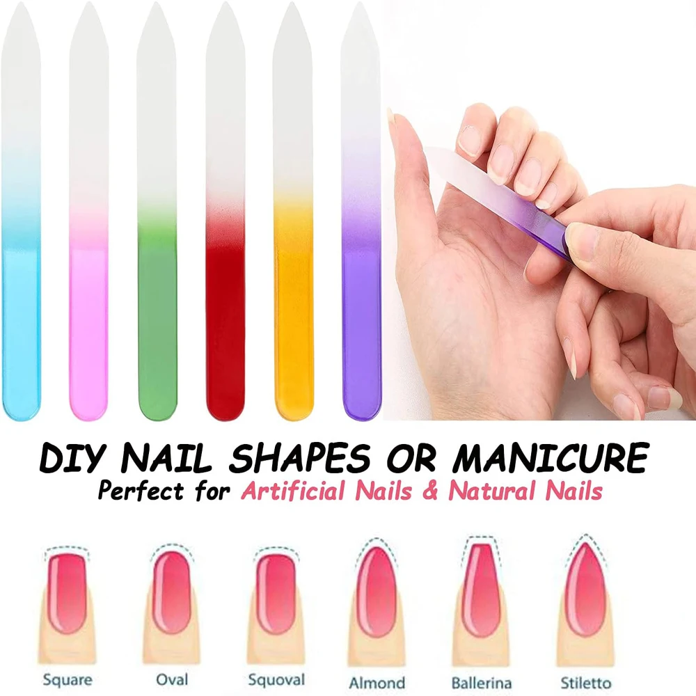 5개입 전문가용 그라데이션 유리 네일 파일 스트립 양면 샌딩 버퍼 연마 네일파일 DIY 매니큐어 도구
