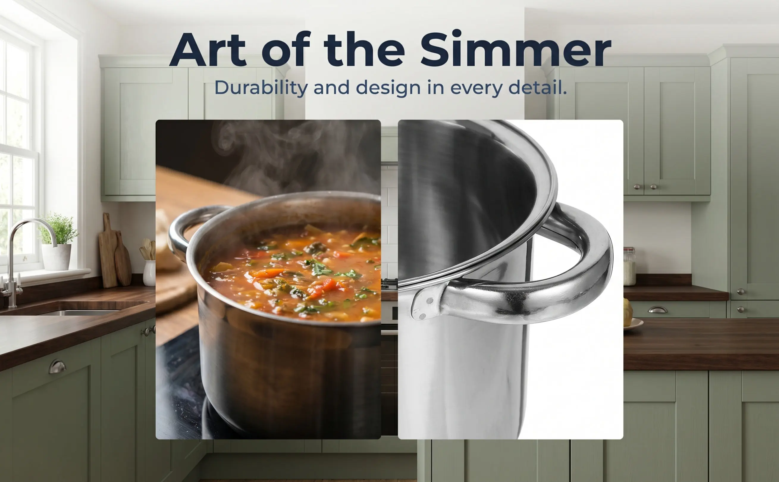 Stainless Steel Cooking Pot 18 Cm Dual Ear Stockpot Round Barrel Design for Soup Stew Broth Chili Pot Multipurpose Induction