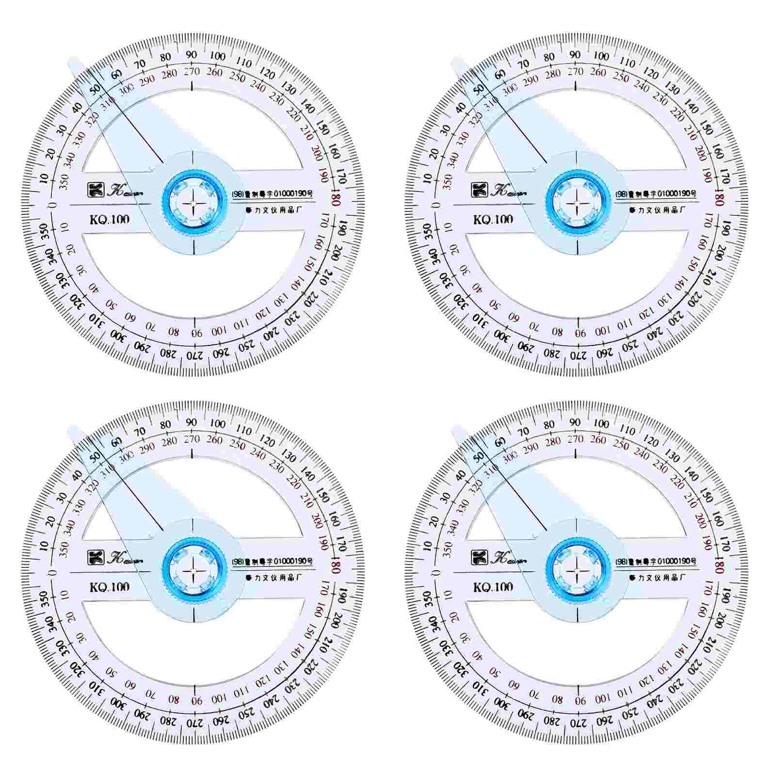 4 Pcs Protractor Circle Ruler for Students Suite Portable Measuring Plastic Geometric Use Rotary Tool