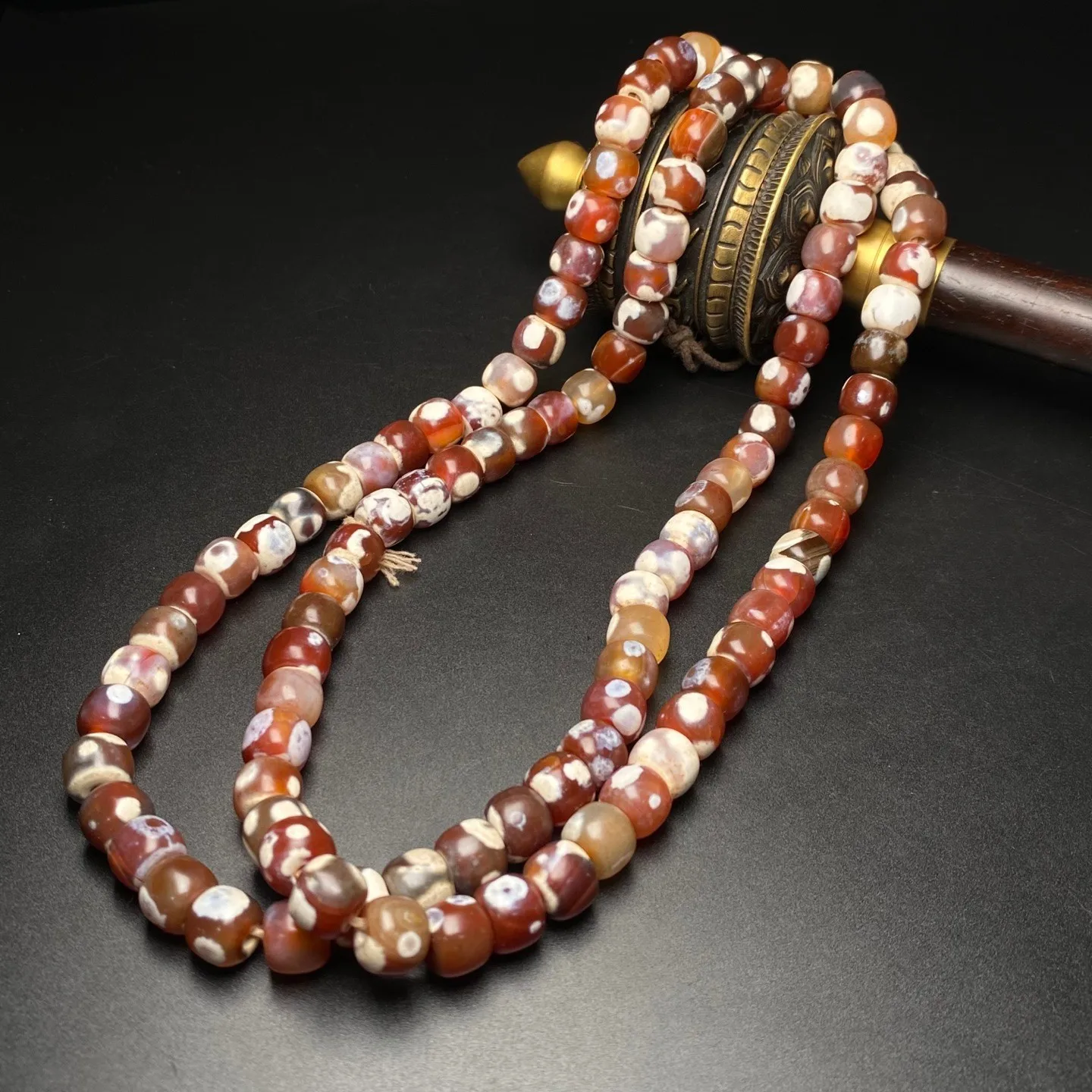 108 Tibetan Buddhism Old Agate Bead Dzi Beads Prayer Handstring Necklaces G4856