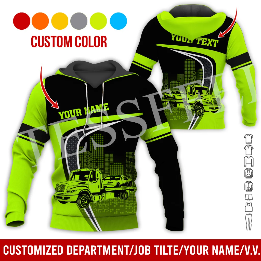 Custom Name Cosplay Tow Truck Driver Trucker Worker Retro Tracksuit 3DPrint Harajuku Casual Pullover Jacket Vintage Hoodies X33