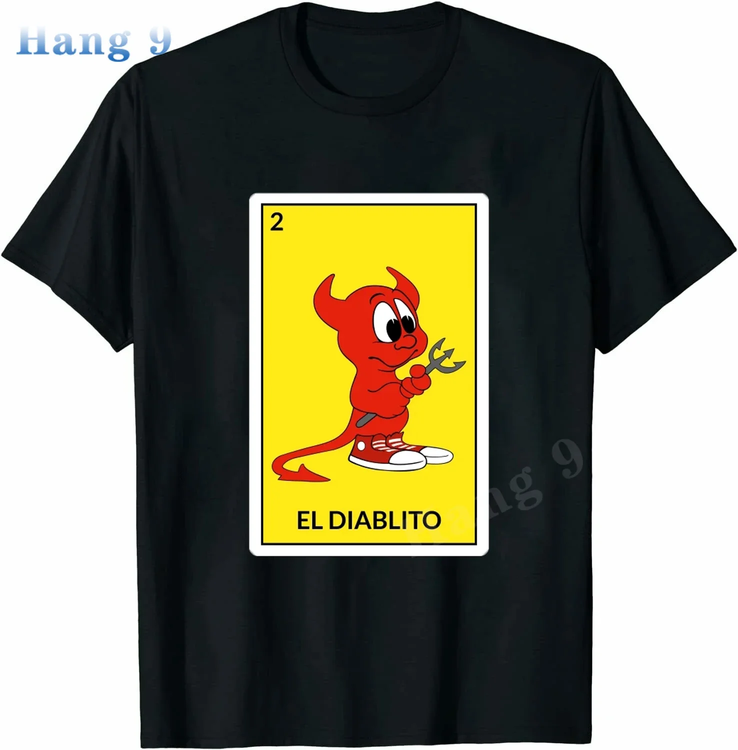 EL DIABLITO Loteria Card Mexican Bingo GraphicT-Shirt Novelty Funny Family Tee Black Oversized Short Sleeve for Men Women