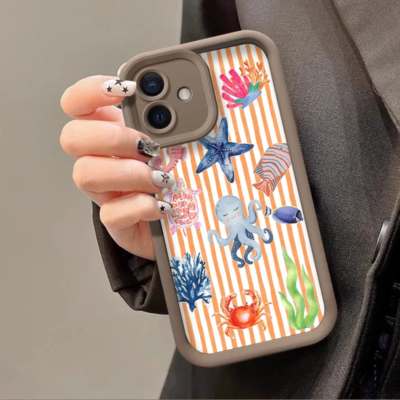Funny Sardines Color Fish Marine Life Crabs Phone Case for Xiaomi Redmi Note 14 13 12 11 10 Pro Plus 9 12S 11T 13C 5G Soft Cover view 5