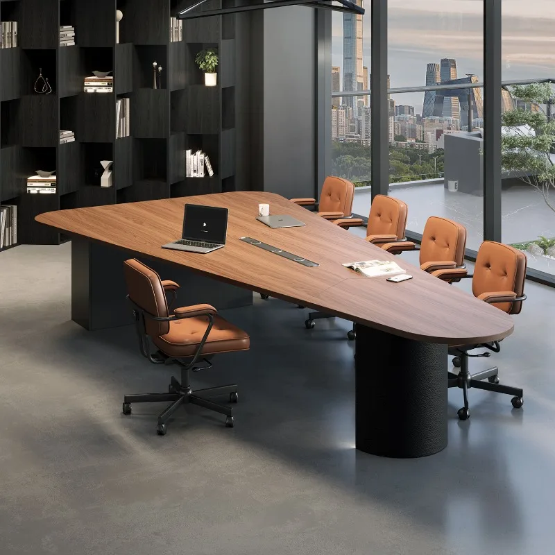 Solid wood modern simple curved conference table, long table Solid wood desk Long table