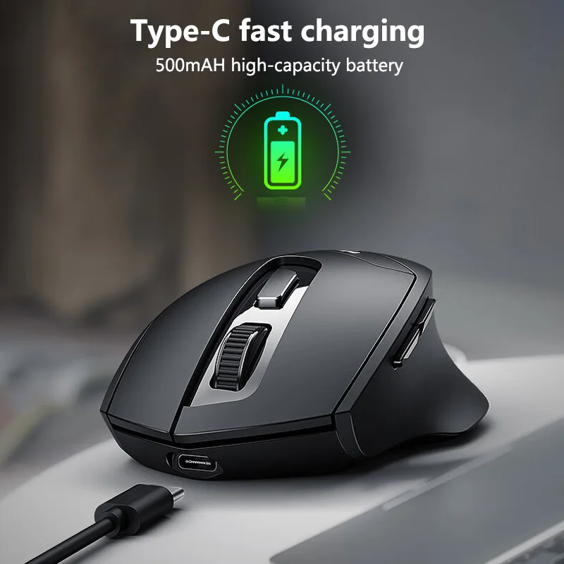 Inphic DR01 Bluetooth Mouse Sem Fio Design Ergonômico Mouse Recarregável Silencioso para Home Office Laptop Desktop e Tablet