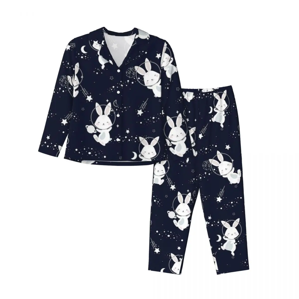 Kawii Little Bunny Women's Pajamas Set 2 Piece Set For Women Casual Long sleeve Suit