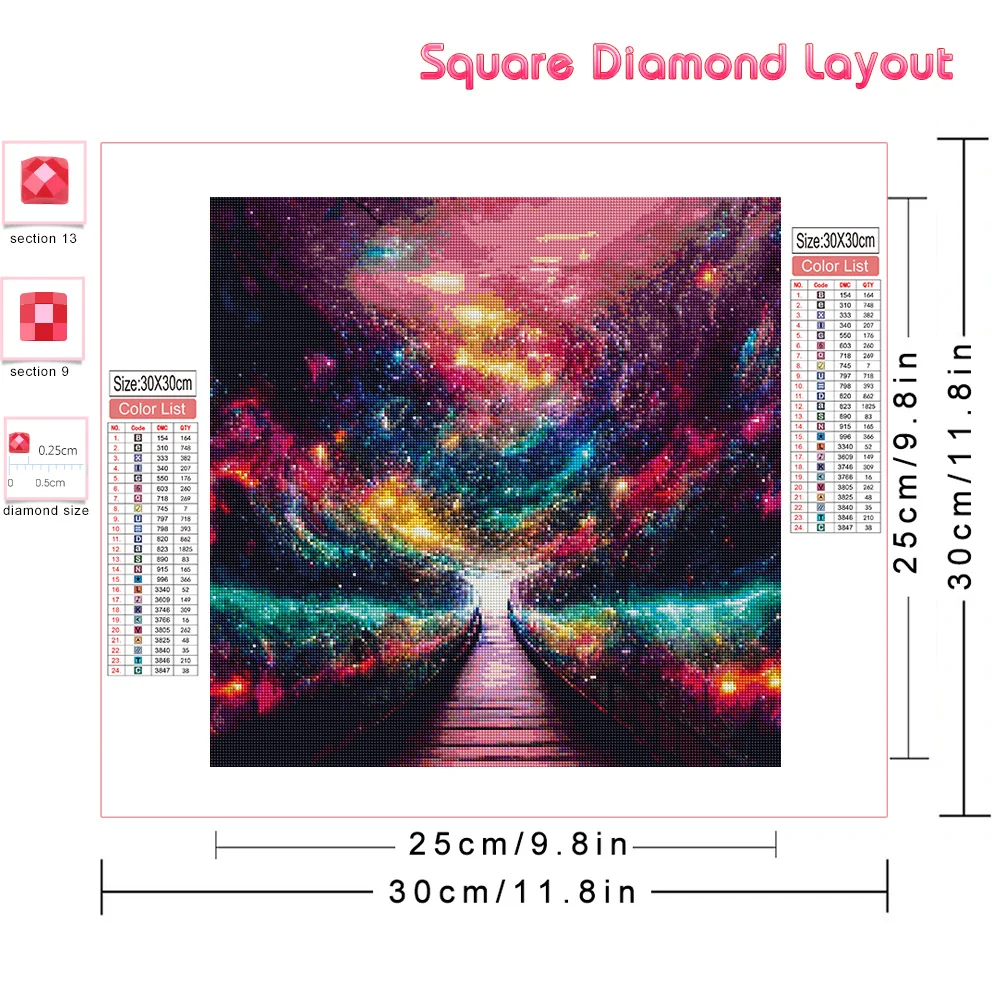 Huacan Full Diamond Painting Landscape Diy Embroidery Starry Sky Fantasy Art Wall Decor Gift Set Rhinestone Pictures