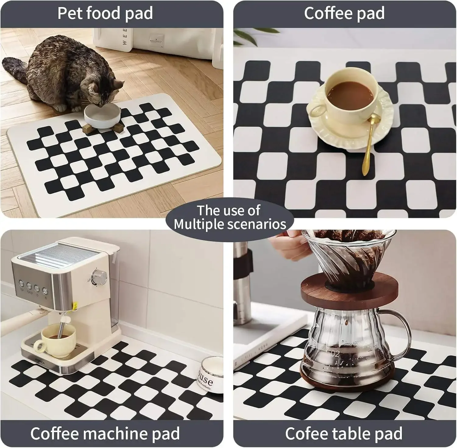 Super Absorbent Non-Slip Kitchen Drying Mat Quick Dry Coffee Maker Dish Drain Pad Tableware Placemat