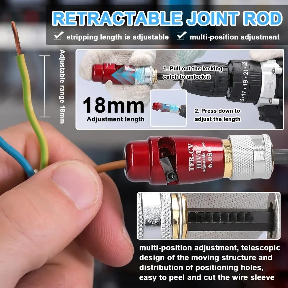 Draagbare Elektricien Draad Stripper Kit Voor Snel Strippen Draad Gebruik Met Hand Elektrische Boor Aluminium Legering Elektricien Gereedschap