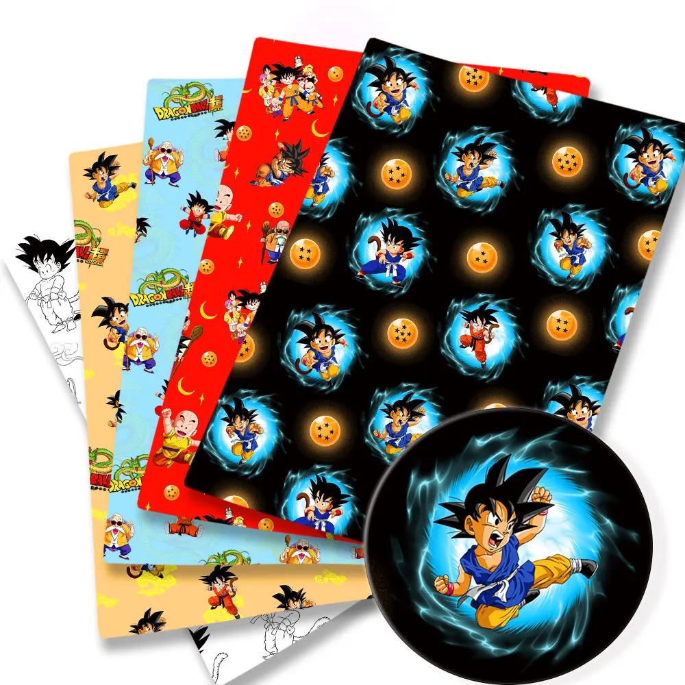 Tela 100 de algodón con estampado de dragon ball para niños, tejido de 140x50cm con estampado de Anime, retales de costura para vestido de bebé