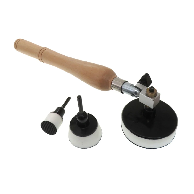 Herramienta de lijado de tazón para carpintería, almohadilla de PU de lijado de gancho y bucle de 1/2/ 3 pulgadas, mango largo de madera dura para carpintería