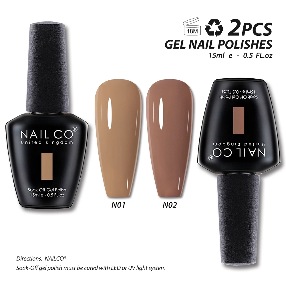 NAILCO 15 مللي 2 قطعة/المجموعة عارية الوردي الألوان Lakiery Vernis قاعدة معطف معطف فوقي UV هلام طلاء الأظافر Esmalte رسومات أظافر مانيكير نقع قبالة #3
