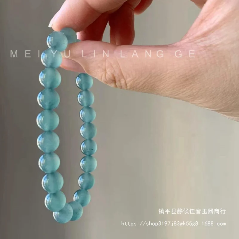 Natural Myanmar Jadeite Blue Lake Green Waxy Kinds Jade Bracelet Birthday Lucky Men and Women