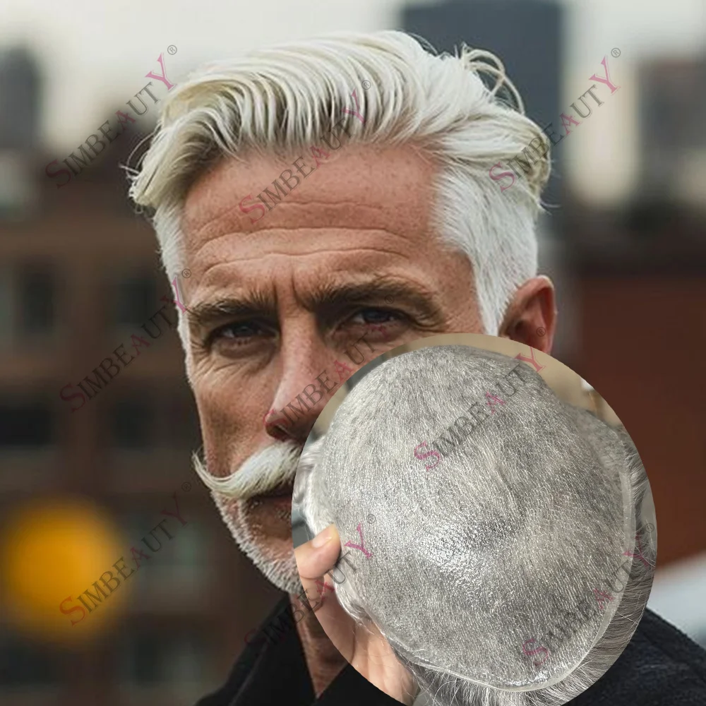 

Супернатуральный мужской парик V-loop, плотность 80-100%, ультратонкая невидимая основа 0.02 мм, черный/серый, 60R # 550 # Протез из натуральных волос 1B80