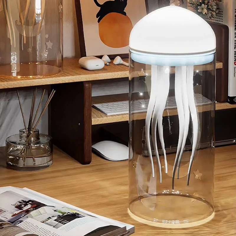 AB09-Rotante Medusa Luce notturna Luce per dormire Controllo vocale Luce d'atmosfera Decorativa Tipo-C Ricarica per desktop