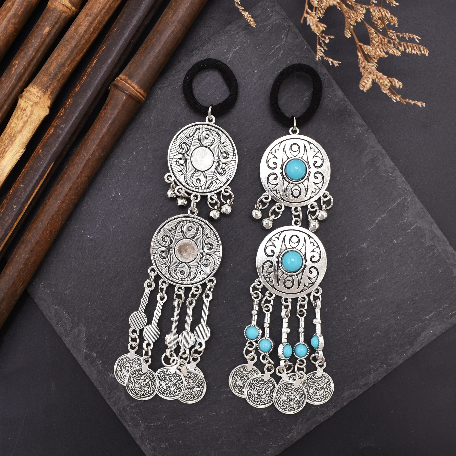 Turkish Vintage Metal Indian Hairdress for Women Boho Big Red Blue Stone Statement Gypsy Tribal Jewelry Gift Hair Accessories