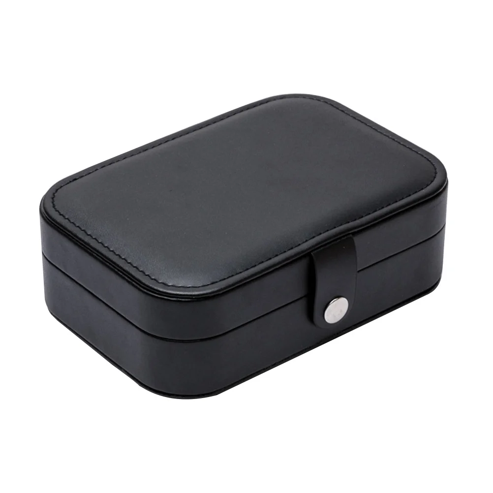 Double-Layer Jewelry Box Portable Organizer Black Travel Case Anti-Scratch Sturdy No Fading Easy to Place Inside Luggage