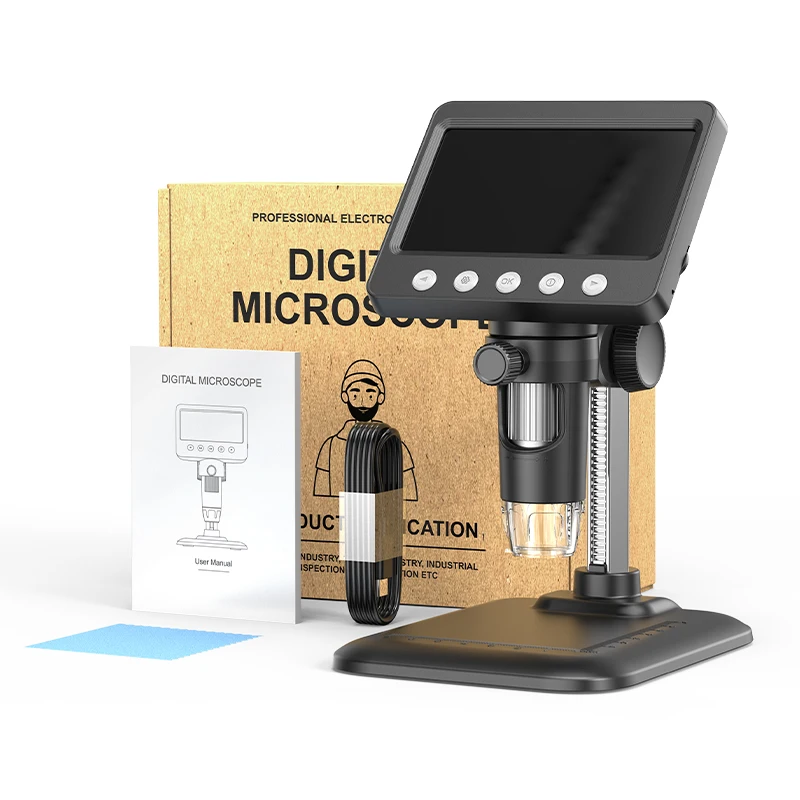 4.3 ''Digitale Microscoop 1600X Vergroting Elektronische Lasmicroscoop 1080P Video Stereo Microscopio voor Volwassen Reparatie 8LEDS