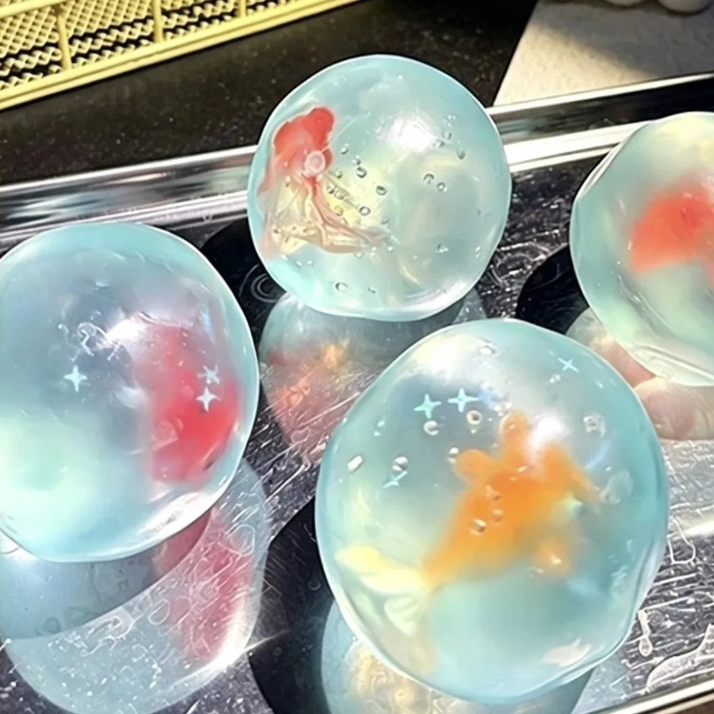 Soft TPR Goldfish Ball Fidgets Clear Slow Rebound Stress Relief Hand Ball Flexible Round Decompression Squeeze Toy for Adults
