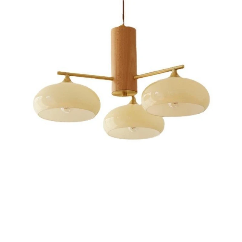 

Medieval log full copper chandelier, full spectrum eye protection, French cream, living room and bedroom, glass