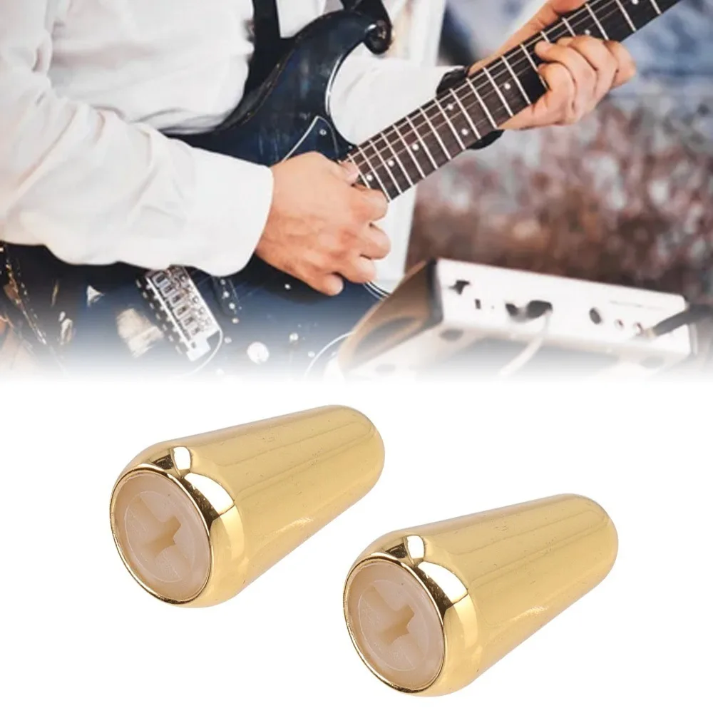 2pcs 3 Way/5 Way Switch Guitar Pickup Switch Caps​ Brass Shell ​Silver/​Gold/Black ​Toggle Switch Knob Tip​ PP Plastic Core