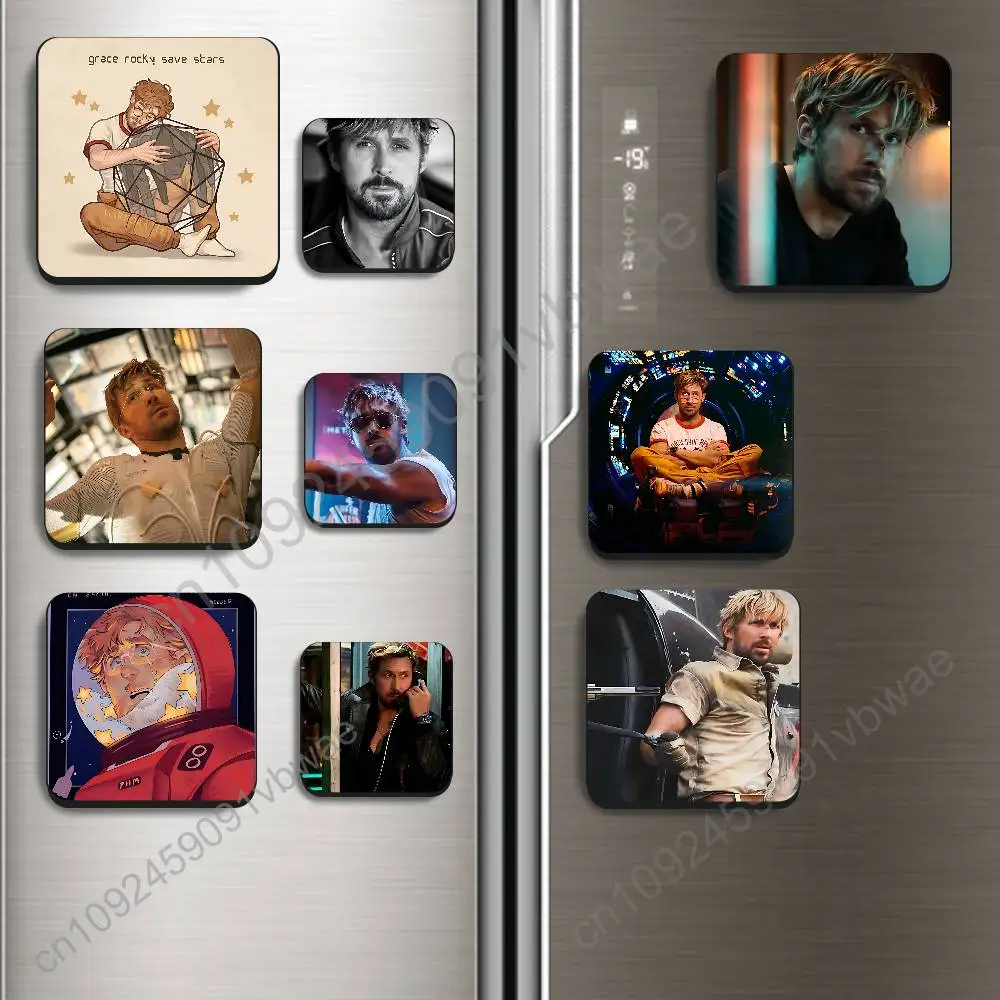 movie Hail Mary Ryan Gosling Black Square Plastic Fridge Magnet, for Magnetic, No Trace Left, Durable, Smooth and Textured