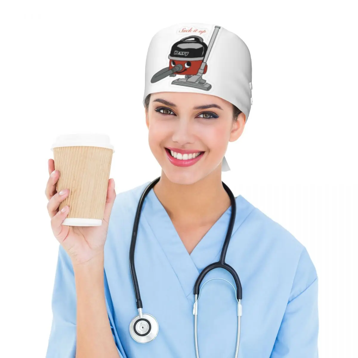 Henry Hoover Suck It Up Sticker Scrub Hat Doctor Working Surgical Cap Unisex Adjustable Nursing Caps for Dentist