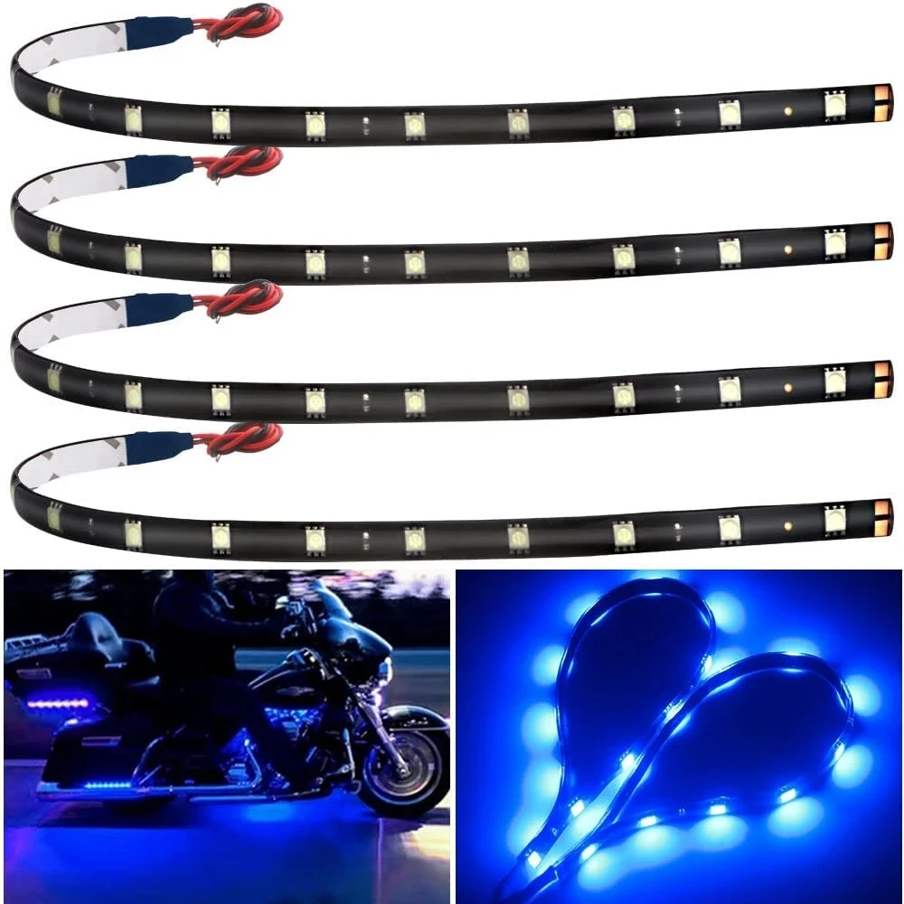 Tira de luces LED para decoración de coche, lámpara de 30CM, 15 SMD, resistente al agua, Flexible, luz de ambiente, blanco, rojo, amarillo, azul