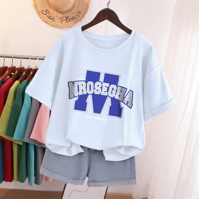 EBAIHUI 100% Cotton L-6XL T Shirt Plus Size Tshirt Short Sleeve Solid Women Top Summer Print Couple O Neck Oversized T Shirts