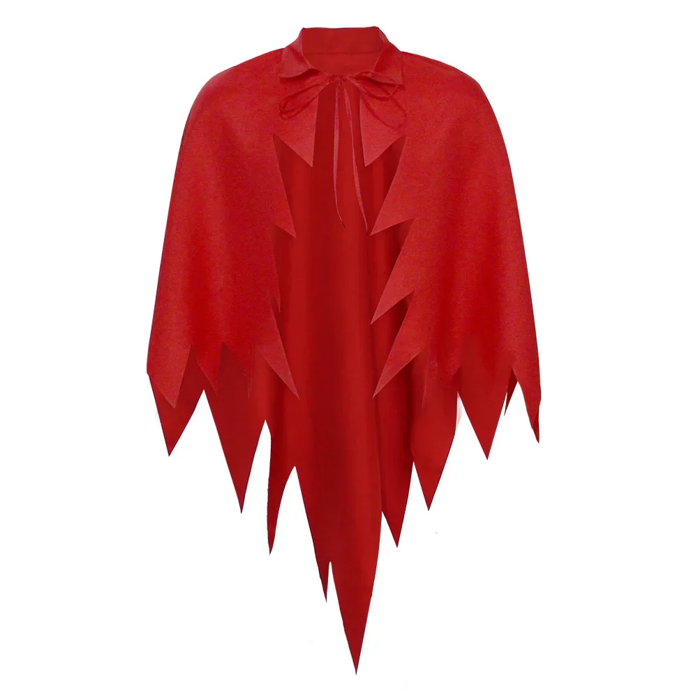 Halloween Red Cape Cloak Carnival Performance Party Cosplay Red Devil Horn