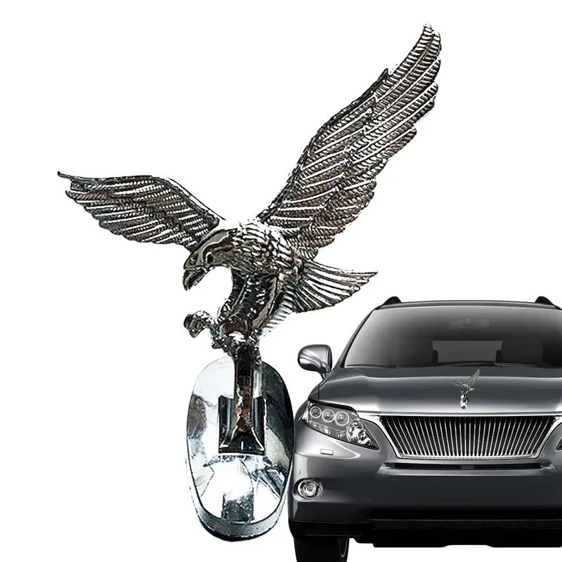 Car 3D Flying Eagle Emblem Creative Logo Hood Ornament Zinc Alloy Badge Stickers Chrome Decorati Car Exterior Accessories