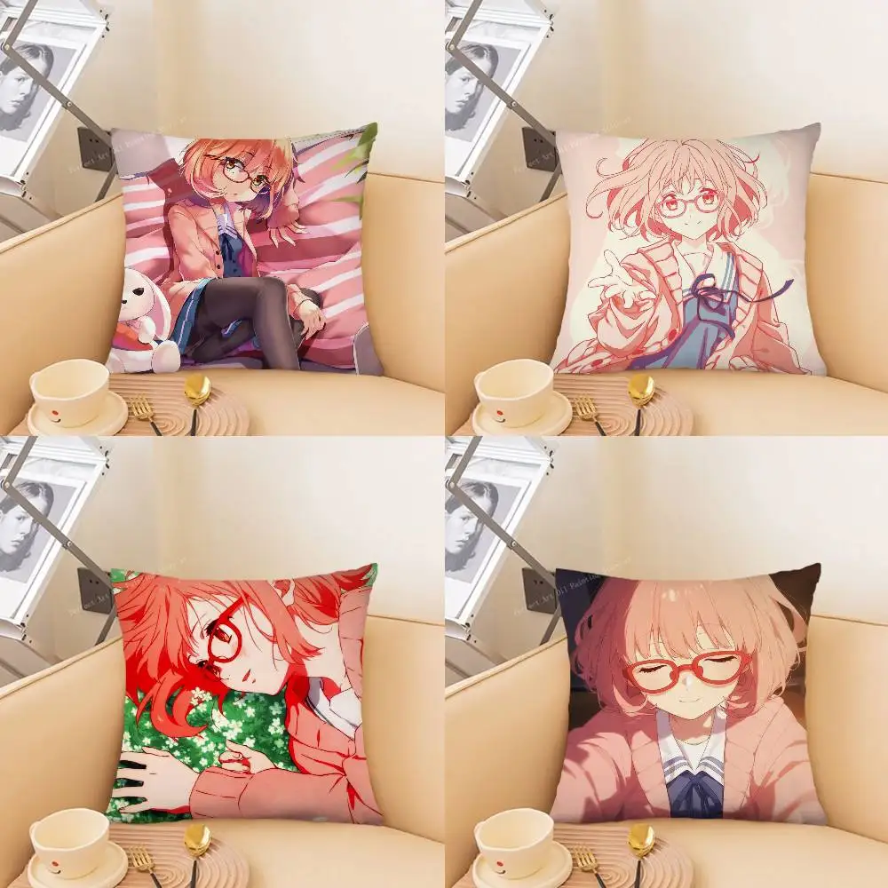 Kuriyama Mirai Animation Kyoukai No Kanata Pillow Case Fashion Square Pillowcase Bedroom Sofa Room Ins Decoration Leisure