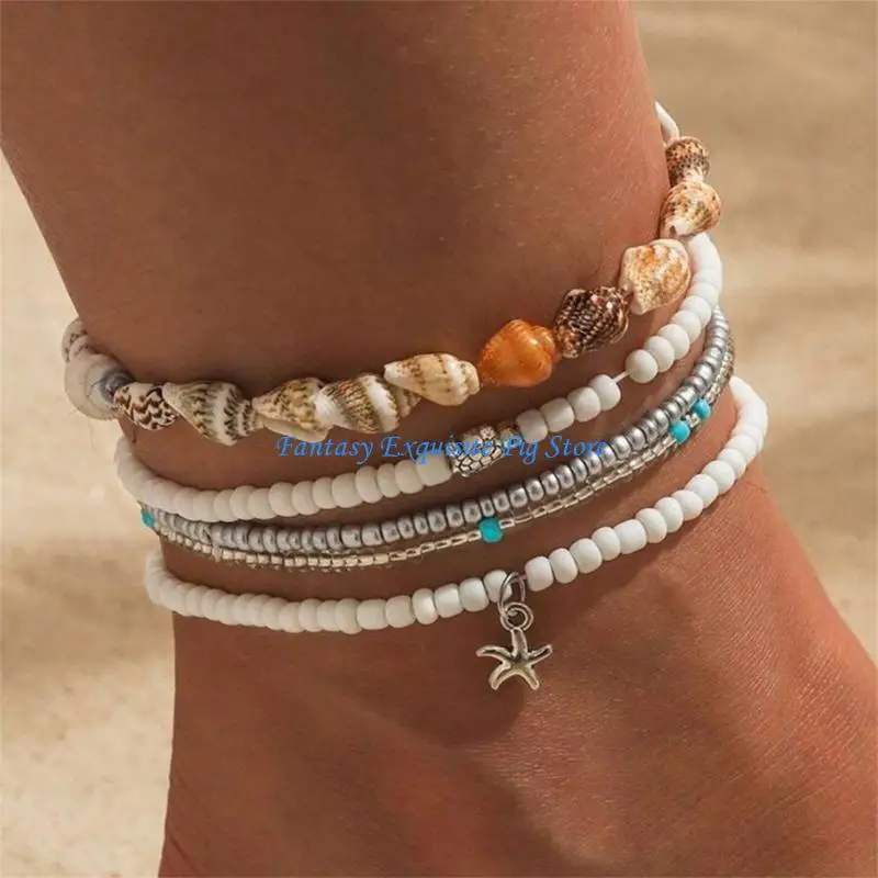 Sturdy Plastic Shoreline Anklet Featuring Marine Pattern for Beach Coordination
