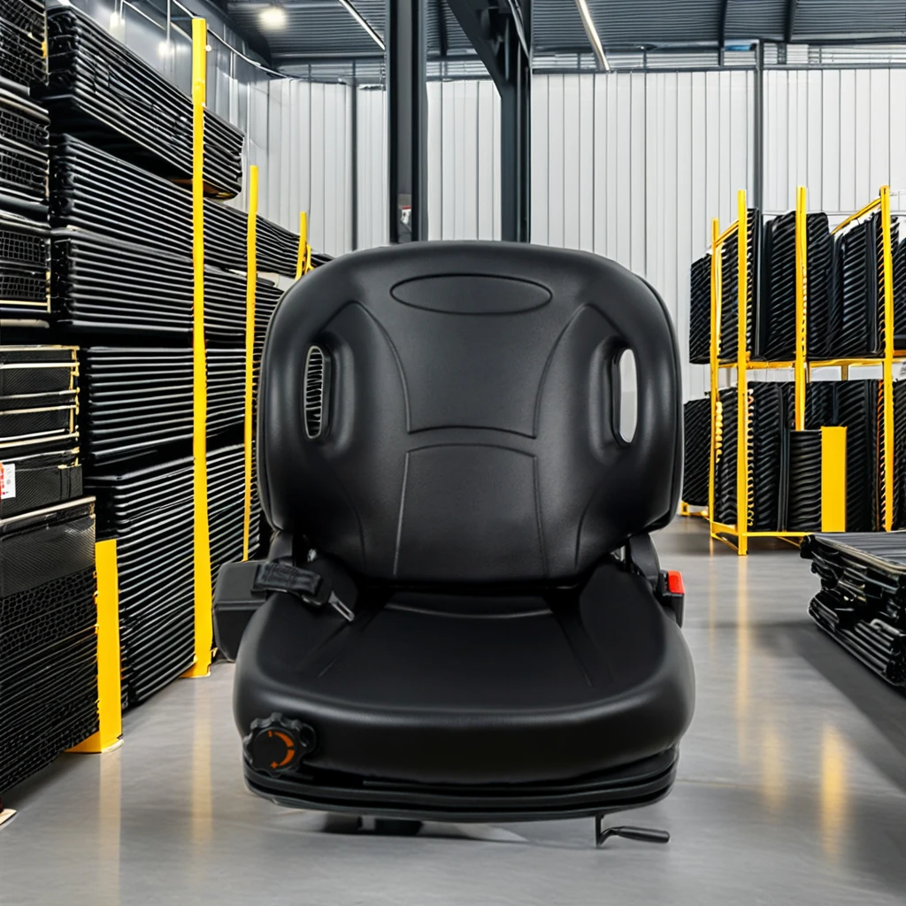 Comfortable And Durable Automotive Forklift Seat Assembly With Seat Belt For Industrial & Construction Machinery Application