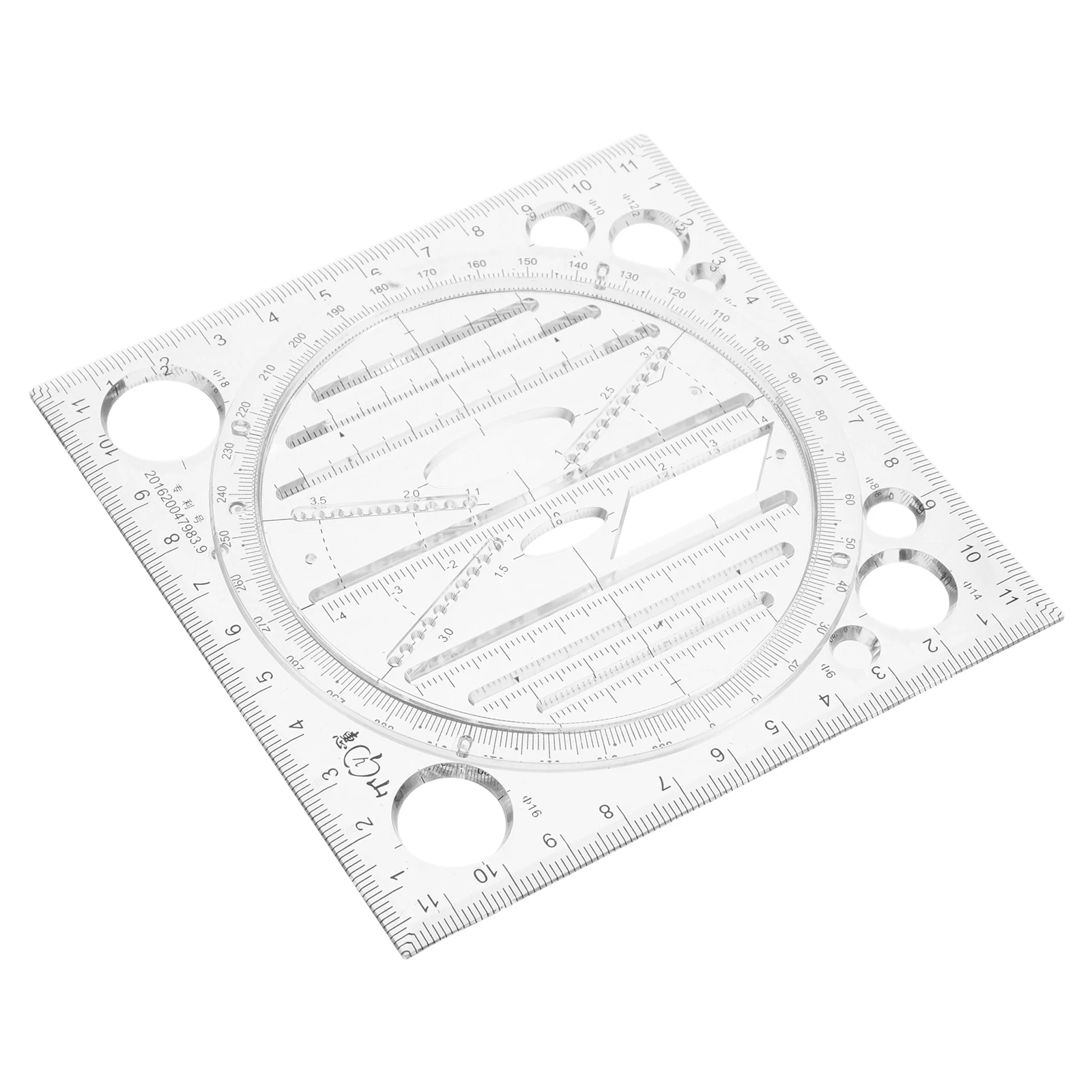 Drawing Ruler Circle Template Precision Measurement Plastic Student Engineer Multifunctional Drafting Tool Clear