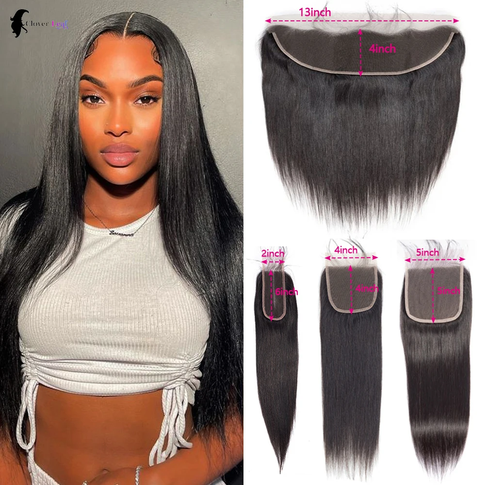 13x4 Human Hair Frontal Lace Only Transparent Lace 2x6 4x4 5x5 Straight Lace Closure Human Hair 24 Inch Brazilian Human Hair