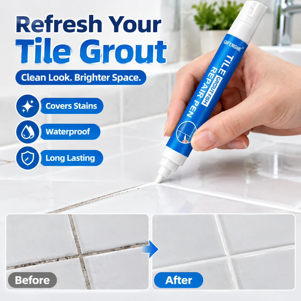 Tile Grout Paint Pen Waterproof Grout Pen White Tile Paint Marker Mildew-proof Tile Repair Beauty Pen Safety for Home Tools