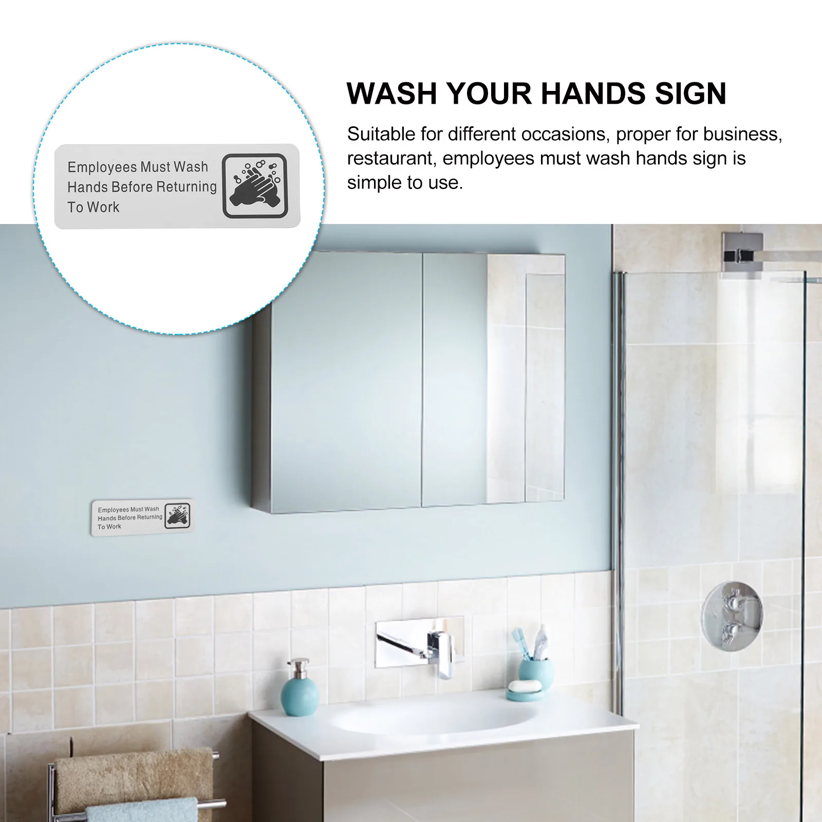 

Employees Must Wash Hands Before Returning to Work Aluminum Alloy Sign Practical Durable Informative Sign for Business