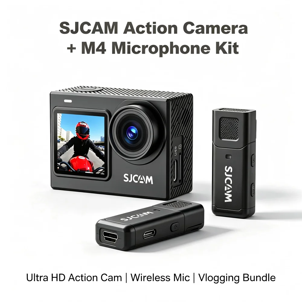 SJCAM-SJ6 Ultra+Wireless Mic/Cycling Combo,Dual Screen Camera,20MP 5G WiFi,SteadyMotion 2.0 for Driving Live Streaming Recording