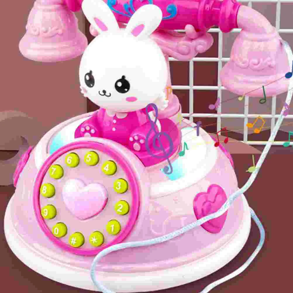 

Children Pretend Play Phone Simulated Telephone Girls Toys Simulation Role-playing Corded Retro Plastic