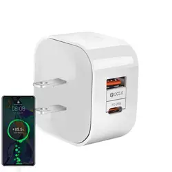 USBC Charger Block 20W Two-Port USB Type C Charger Block Safe Fast Charging Charging Supplies For Work Hotel Journey Home