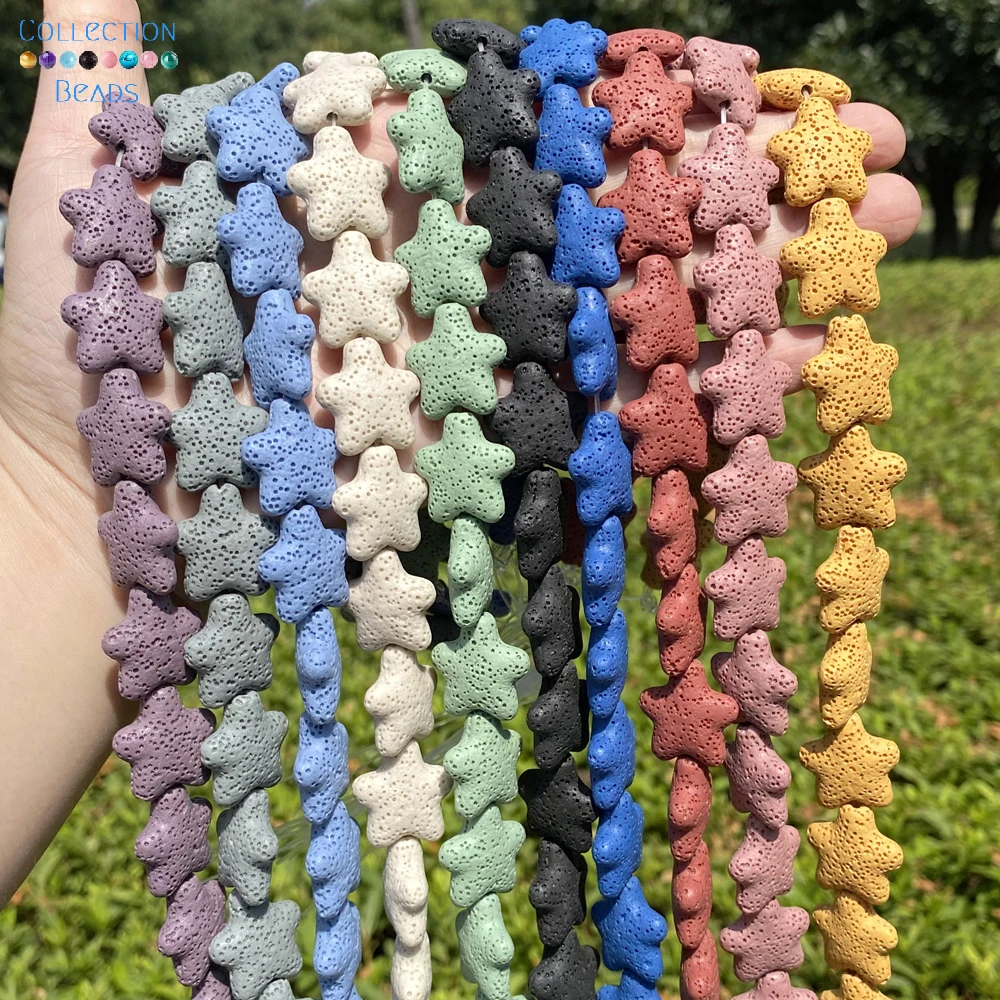 20mm Natural Stone Beads Colorful Lava Star Shape Spacer Loose Beads For Jewelry Making Beadwork DIY Bracelet Necklace 15‘’