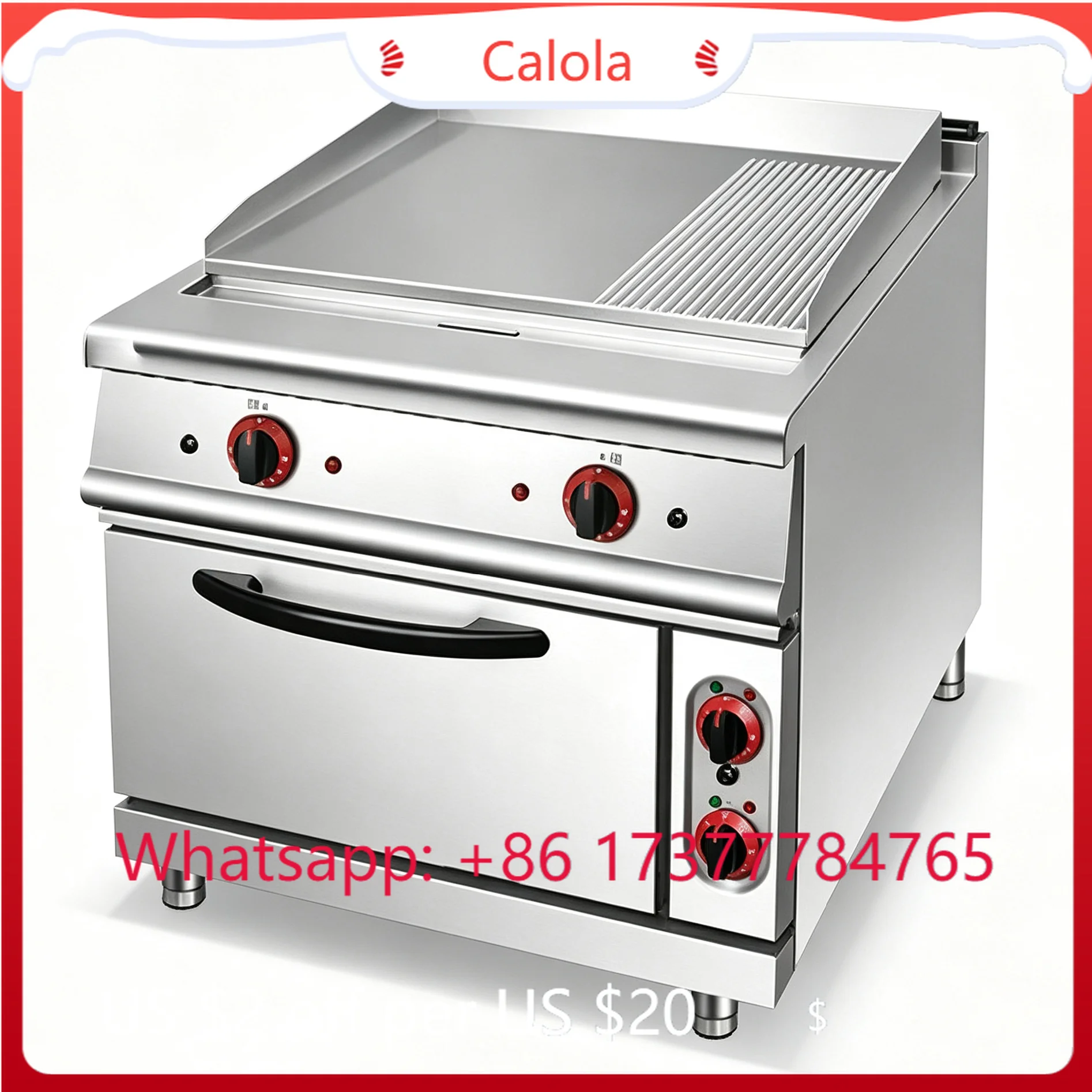 Stainless Steel Commercial Electric Griddle Range Multi-Functional with Built-In Oven